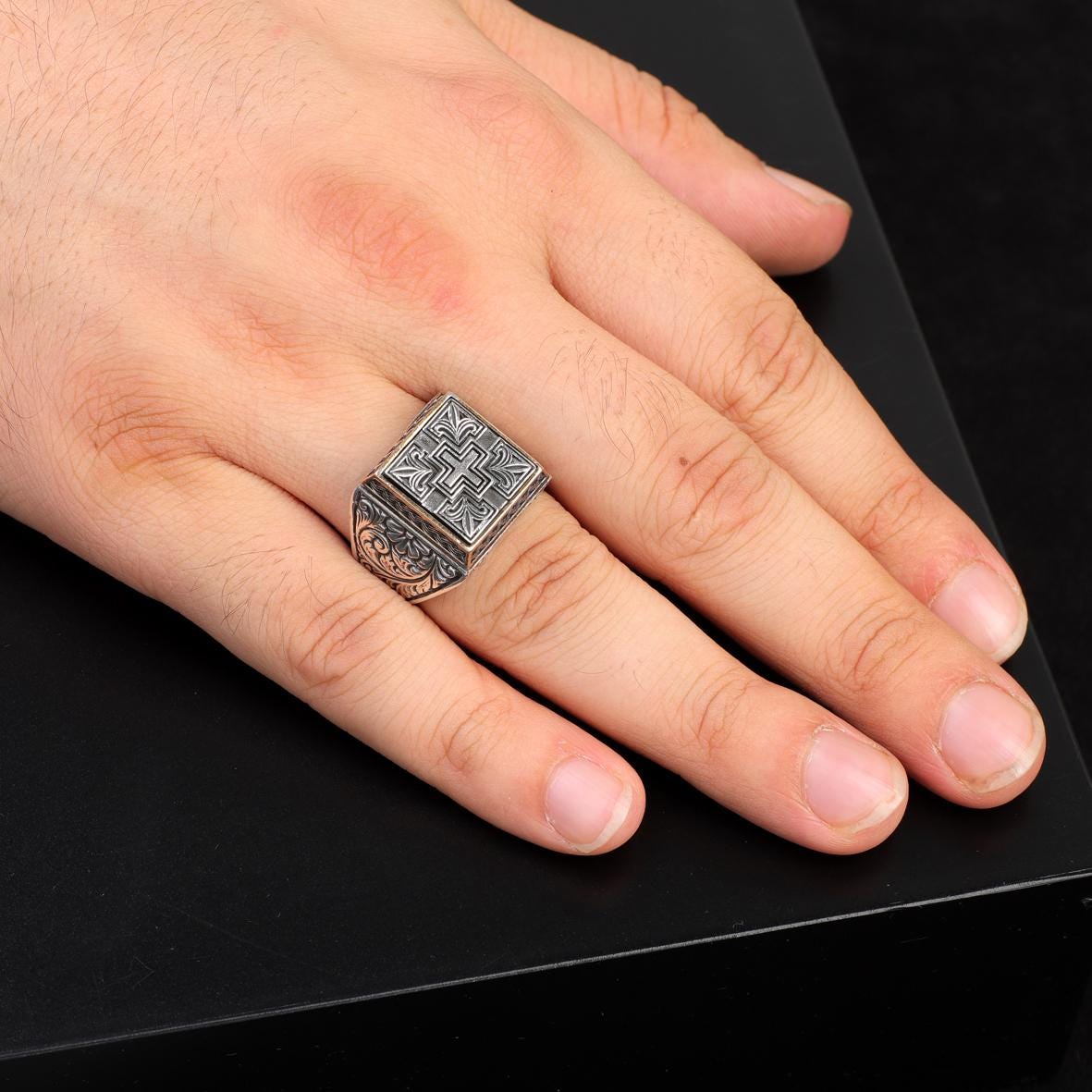 Bague Personnalisable Lot Bagues Homme Argentées Style Viking