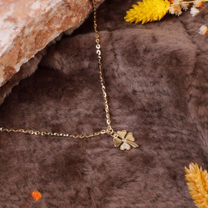 Jewellery Pit - Four-Leaf Clover Necklace with Zircon Stone - Sterling Silver Necklace for Women - Four-Leaf Clover Necklace for Women