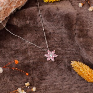 Jewellery Pit - Tiger Eye Necklace Sterling Silver Flower Necklace Women  - Aesthetic Jewelry Amethyst Necklace  - Cute Rose Quartz Necklace