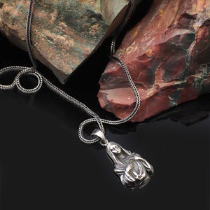 Silver Virgin Mary Men&#39;s Necklace, Miraculous Virgin Mary Pendant, Solid Silver Holy Mother Medallion, Religious Catholic Mens Gift Necklace