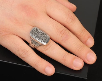 Ottoman Style Ring Statement Ring Vintage Ring Sterling Silver Ring Pinky Ring Silver Signet Ring Gift for Him Handmade