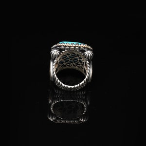 Sieraden Pit Turquoise Ring Grote Edelsteen Ottomaanse Vintage Handgemaakte 925 Sterling Zilveren Herenring met Zilveren Polijstdoek Cadeau afbeelding 4