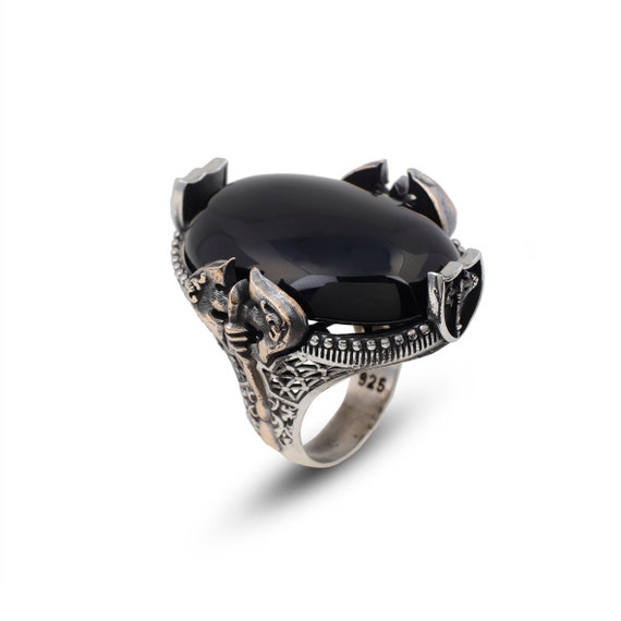 Handmade Black Onyx Ax Ring: 925 Sterling Silver Men's Jewelry - Etsy