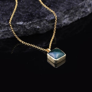 Exquisite Gold Plated Emerald Necklace for Men - Handmade Sterling Silver Gemstone Pendant with Initial, with Silver Polishing Cloth Gift