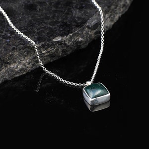 Handmade Emerald Pendant Necklace for Men - Sterling Silver Gemstone Necklace with Initial Pendant and Silver Polishing Cloth Gift