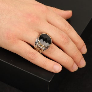 Black Onyx Men&#39;s Ring ,Onyx Ring , Shiny Onyx Ring, Black Onyx Ring Sterling Silver, Signet Ring Men, Gift for Him