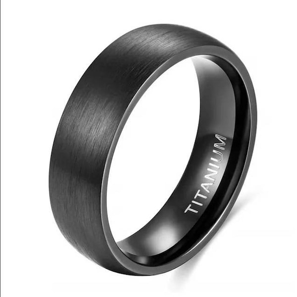 Black Titanium Ring, Promise Ring, 4/6/8mm Titanium Ring, Mens Wedding Band, Titanium Wedding Ring, Unisex Wedding Ring-Gift For Her