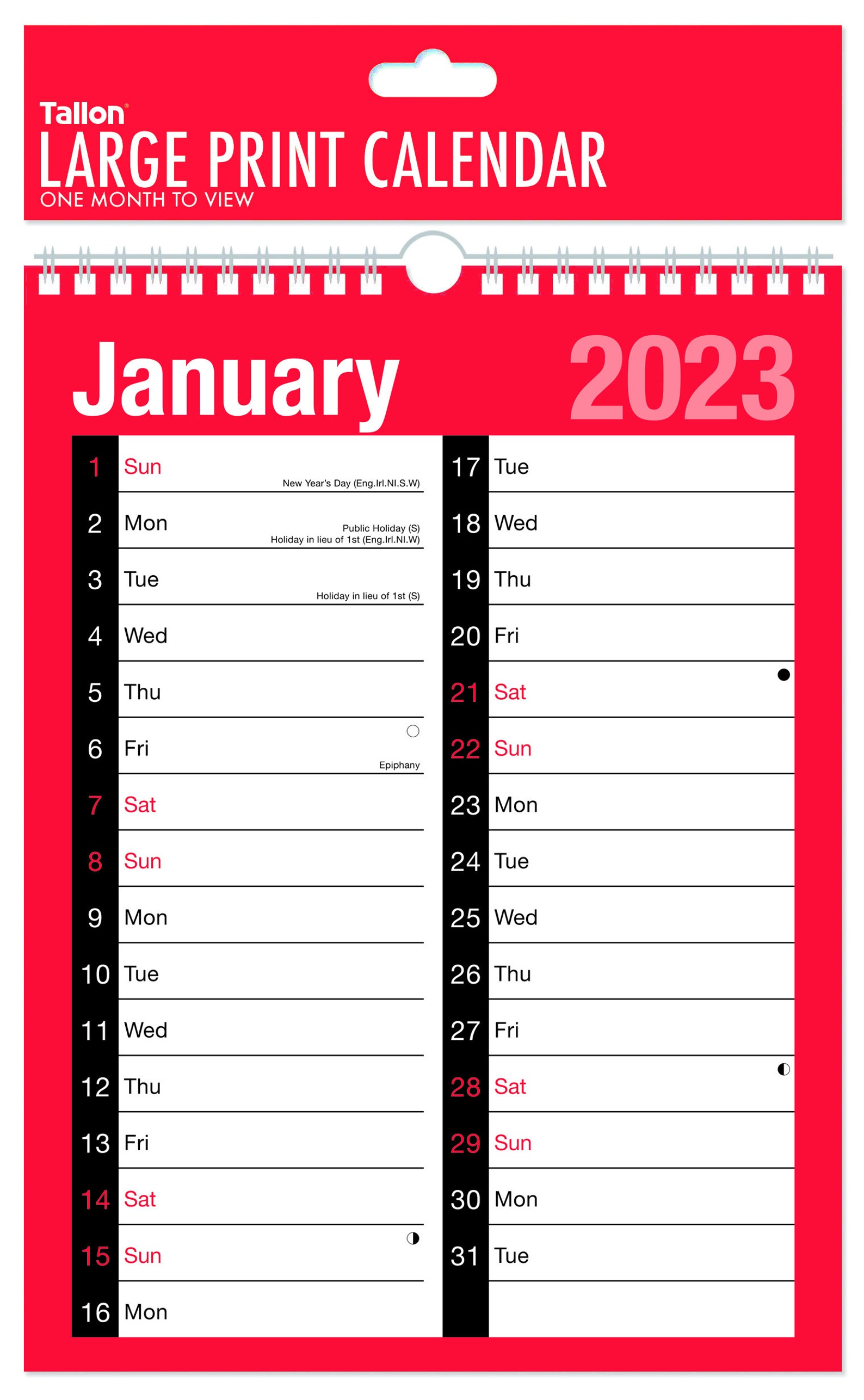 Large Print A4 Wall Planner 2023 2 Column Calendar Spiral Etsy