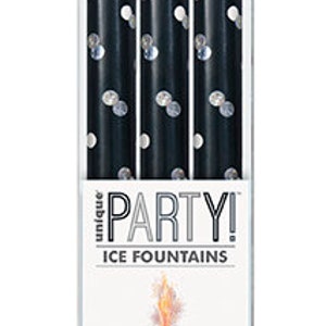 Prism Fountain Birthday , party Candles, in Gold, Silver, Blue, Black, Pink and Rose Gold Black x Pack 3