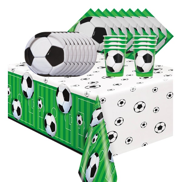 Football Party Tableware, inc Plates Napkins, Tablecover, Cups, Balloons, Banner, Loot Bags Pinata and Candles