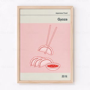 Gyoza Poster, Food Print, Japanese Cuisine, Kitchen Art, Retro Wall Decor, Housewarming Gift