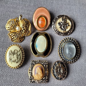 Vintage hinged scarf clips selection 1940s scarf rings 1950s 1960s