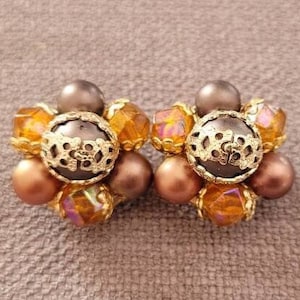 Vintage Clip auf Ohrringen signiert Hong Kong, Perlenohrringe Geschenke für sie