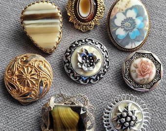 Vintage Hinged Scarf Clips Gold and silver tone metal clips Good grip