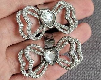 Vintage Bow Shoe Clips: Silver Tone Bridal Shoe Jewelry