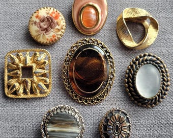 Vintage hinged scarf clips selection 1940s scarf rings 1950s 1960s