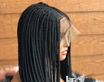 Ready To Ship Fulani cornrow, Tribal Cornrow Fulani Braided Wig, 24inches Conrow Twist Braided Wig For Black Women, black single braids wig