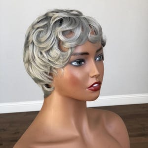Silver Short Gray Salt and Pepper Mix Pixie Haircut Short Wigs Extensions for Black Women