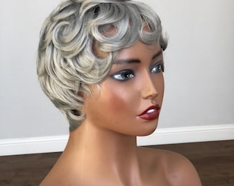 Silber Kurze Graue Mischung aus Salz und Pfeffer Mix Pixie Haircut Kurze Perücken Erweiterungen für Schwarze Frauen