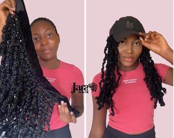 Peluca con trenzas Passion Twists, peluca con trenzas, peluca para quimioterapia por alopecia y pérdida de cabello, peluca con gorro y trenzas recogidas, peluca de cola de caballo de crochet con diadema, peluca con banda para el cabello