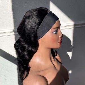 Deep Wave Hair Headband Wig Body Wave Hair, bandfall wig, Wig Natural Hairstyle Headband Wig Black Hair
