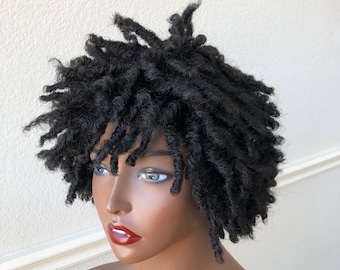 Short Dreadlock Wig Braided Wig, Dreadlock braid Wigs For Black men and Women, Short Faux Locs Wig, short locs wig, made to order, dreadlock