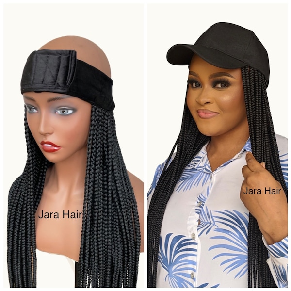 Braided headband wig for black women Braid band box braided wig  Braid cap Long braids band wig Quick braids Velcro braid Box braids band