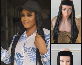 Banda para trenzas, pelucas trenzadas para mujeres negras, banda para trenzas, gorro para trenzas, accesorios para trenzas, peluca con banda para trenzas largas, trenzas rápidas