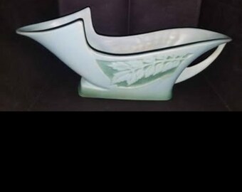 Roseville Silhuette ceramic planter light mint green with one handle