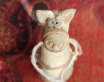 Vintage 1970s Puna Elliott Hawaiian Studio Pottery Horse Ornament | Signed Folk Art Figurine | Hand Built Clay | Boho Christmas Decor