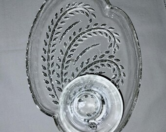 Vintage clear Federal Glass snack trays and cups set of 4