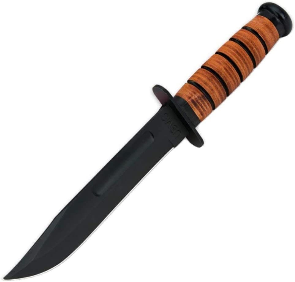 USMC Kabarstyle Knife Officially Licensed by the USMC Stacked Leather