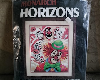 Monarch Horizons Send in the Clowns longstitch kit designed by Roger W. Reinardy