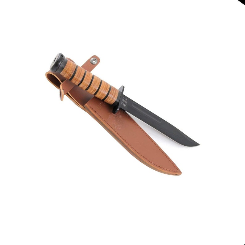 USMC Kabarstyle Knife Officially Licensed by the USMC Stacked Leather