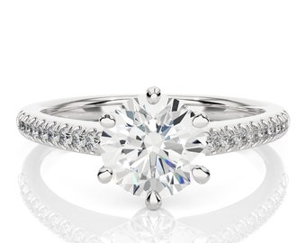 Lab Grown Diamond Engagement Ring: 1.25 ct Round Cut Solitaire