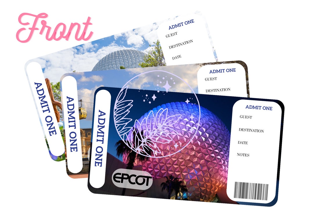 Disney Epcot Admit Ticket for Commemoration or Surprises - Etsy