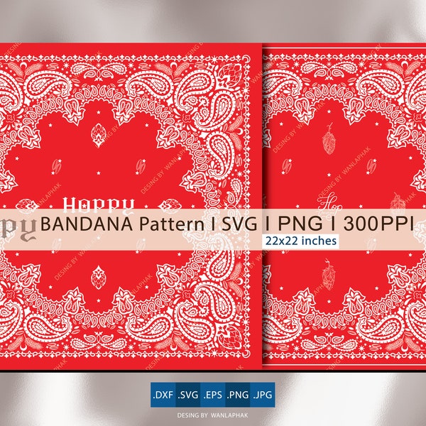 Bandana pattern I SVG. Digital art - SVG I PNG I digital cut file - commercial use vector bandana. festival fashion, bound cloth, accessory.