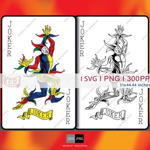 Cartes Joker svg classique, Joker svg, clipart svg png impression I SVG. Art numérique - fichier de coupe numérique PNG I SVG I - vecteur à usage commercial