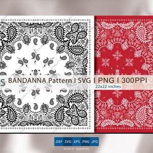 Bandanna pattern I SVG. Digital art - SVG I PNG I digital cut file - commercial use vector bandana. festival fashion, bound cloth, accessory