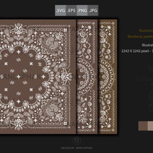 Bandana pattern I SVG. Digital art - SVG I PNG I digital cut file - commercial use vector bandana. festival fashion, bound cloth, accessory.