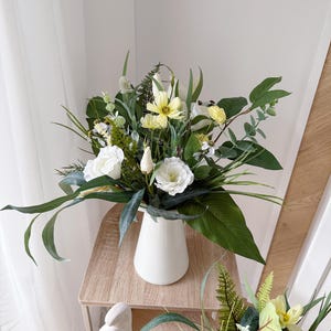 Great bouquet in butter yellow, white & green made of artificial flowers - Flower Bouquet Eucalyptus - Summer and Spring by Lieblingskrams