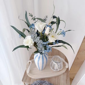Beautiful maritime bouquet in white, blue & green artificial flowers - Flower Bouquet Eucalyptus - Summer and Spring by Lieblingskrams