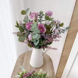 Great summer bouquet in purple, lilac & green artificial flowers - Flower Bouquet Eucalyptus - from Lisianthus, Chrysanthemums, Lieblingskrams