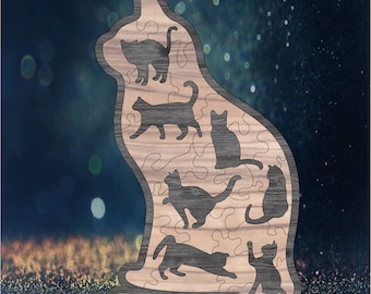 Cat Puzzle laser cut file DIGITAL FILE ONLY