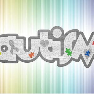 Arquivo de corte a laser de quebra-cabeça de conscientização sobre autismo, SOMENTE ARQUIVO DIGITAL