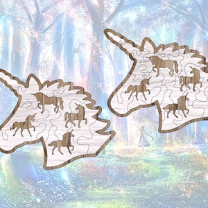 Einhorn Puzzle lasergeschnittene Datei einfach und mittel DIGITAL FILE ONLY