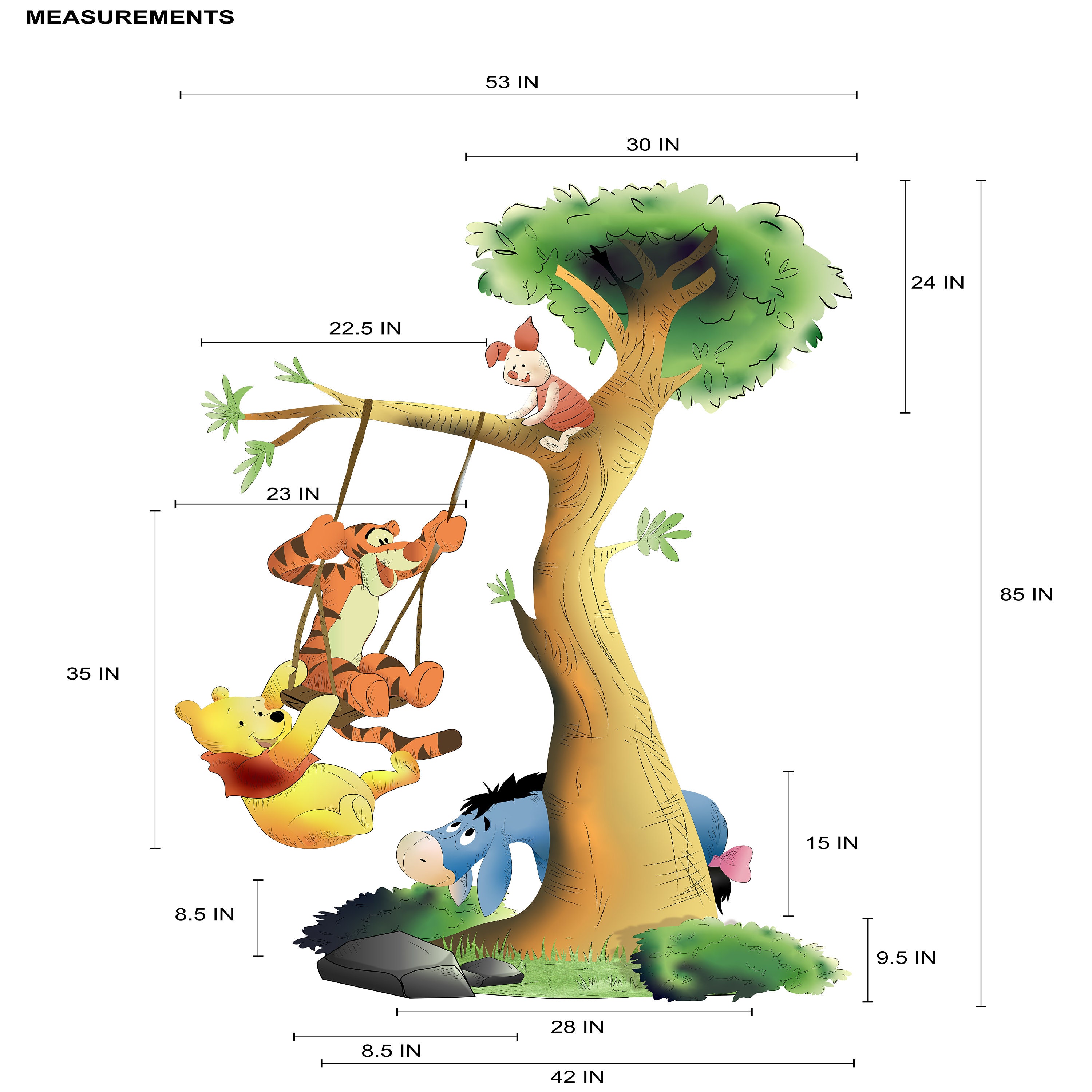 Tigger And Bear Wall Decal Set - 25" X 25" Kids Room Nursery Decor Sticker, Handmade In USA - View #8