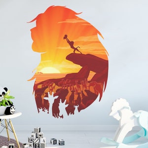 Pegatina de pared del rey león para guardería, arte de pared de Simba, sala de estar, calcomanía de pared de Hakuna Matata para dormitorio, mural de pared de animales, papel tapiz para niños