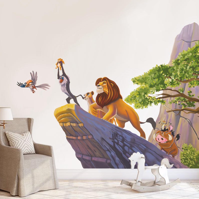 Simba wall decor for kids room lion king wall decals nursery hakuna matata wall art for living room cute animals wall stickers for baby room image 2