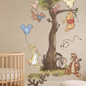 Winnie the pooh decal for nursery pooh wall sticker disney wall decor bedroom wall art wallpaper peel and stick wall mural kids room decor image 6